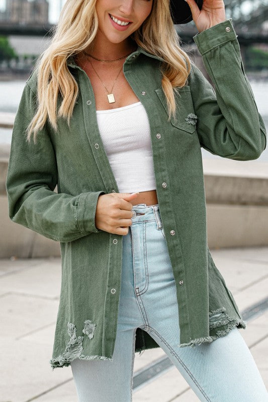 Olive Denim Shacket