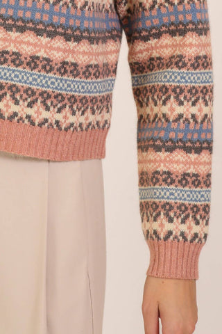 Nordic Charm Fair Isle Sweater: Beige Combo / L
