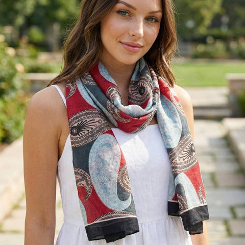 Paisley Print Oblong Scarf: SL