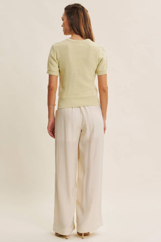 SOFT NOD TO VINTAGE POINTELLE COTTON SWEATER TOP: BEIGE / S