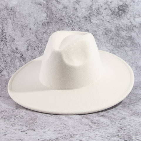 Structured Wide Brim Classic Fedora Hat: OL