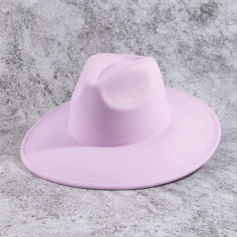 Structured Wide Brim Classic Fedora Hat: OL