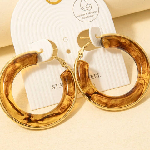 Stainless Steel Edge Acrylic Latch Hoop Earrings: SGCM