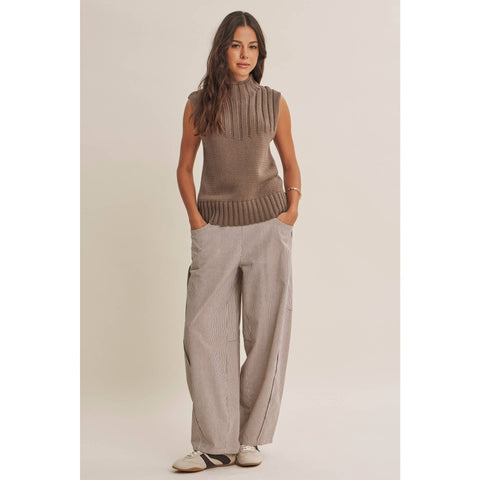 QUIET CABIN DAYS RIBBED MOCK NECK SWEATER TOP: WINTER GREEN / L