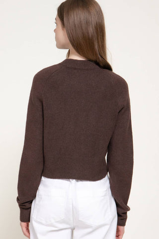 Long Sleeve Round Neck Button Down Sweater Cardigan: GRN-dark green / S