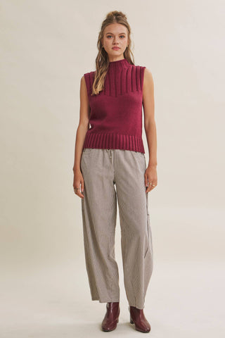 QUIET CABIN DAYS RIBBED MOCK NECK SWEATER TOP: WINTER GREEN / M