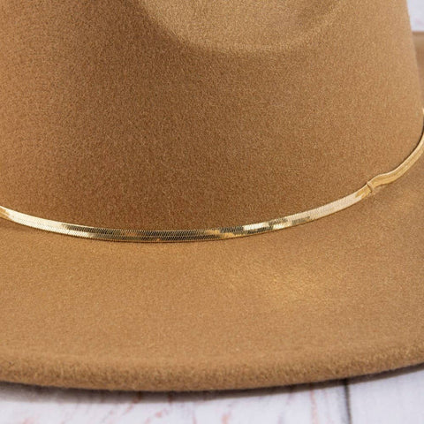 Flat Brim Herringbone Chain Fedora Fashion Hat: IV