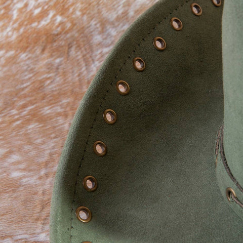 Grommet Brim Faux Suede Cowboy Hat: BR