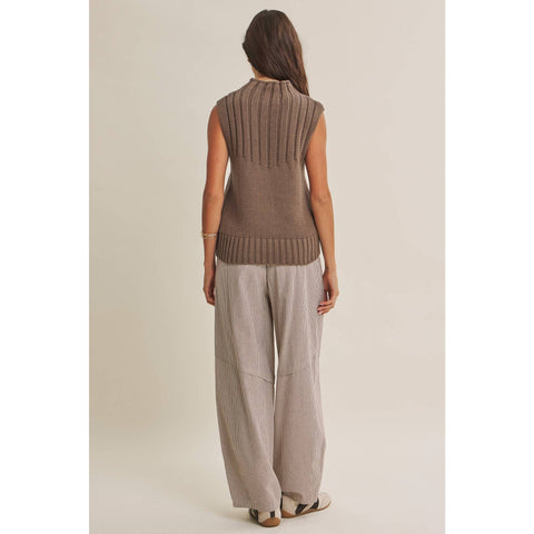 QUIET CABIN DAYS RIBBED MOCK NECK SWEATER TOP: WINTER GREEN / S