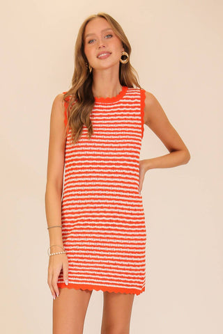 Seaside Stripe Knit Mini Dress: Navy/White / L