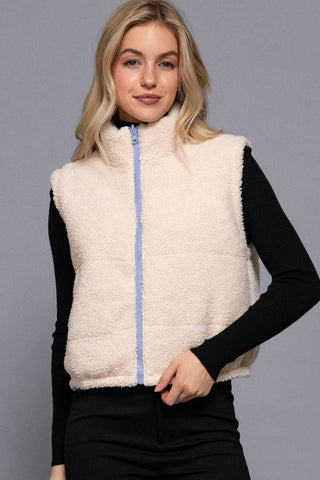 Reversible Fur Padding Vest: BLK-black / M