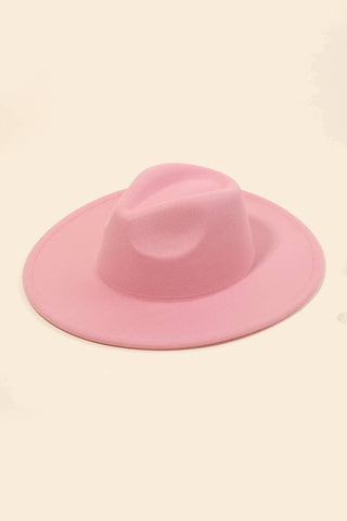 Structured Wide Brim Classic Fedora Hat: OL