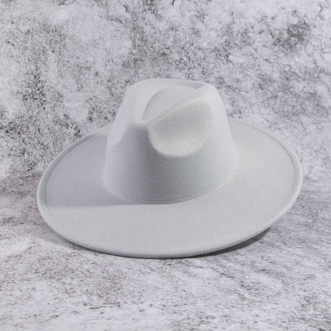 Structured Wide Brim Classic Fedora Hat: OL