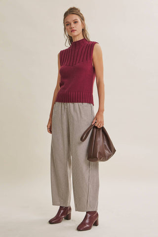 QUIET CABIN DAYS RIBBED MOCK NECK SWEATER TOP: WINTER GREEN / S