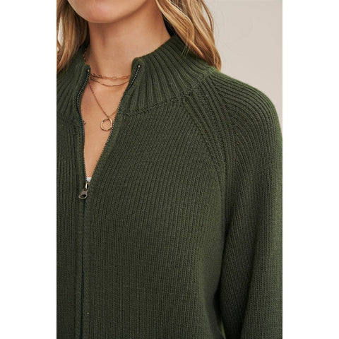 SIMPLE COMFORT 2-WAY ZIP EVERYDAY SWEATER JACKET WITH POCKET: CARAMEL / L