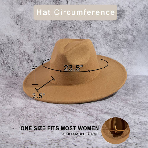 Structured Wide Brim Classic Fedora Hat: OL