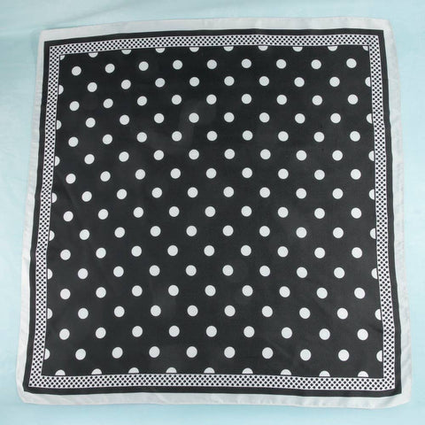Polka Dot With Dotted Border Print Satin Square Scarf: WH