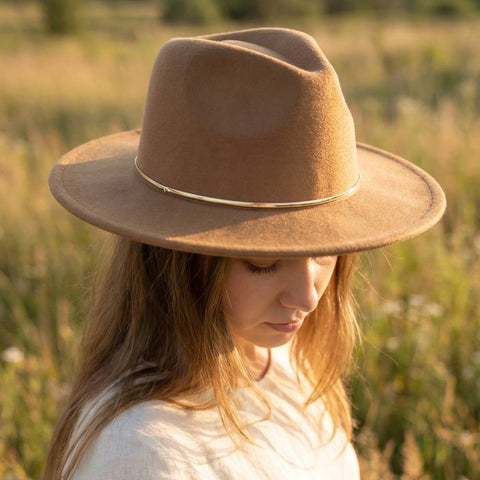 Flat Brim Herringbone Chain Fedora Fashion Hat: IV