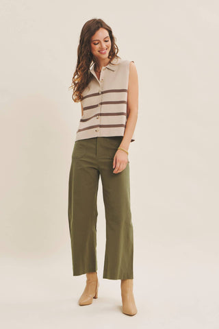 DESERT SUN STRIPE MODERN BUTTON-DOWN SWEATER VEST: TERRACOTTA / S