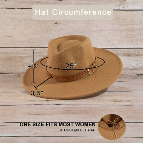 Double Belt Strap Fedora Hat: BK