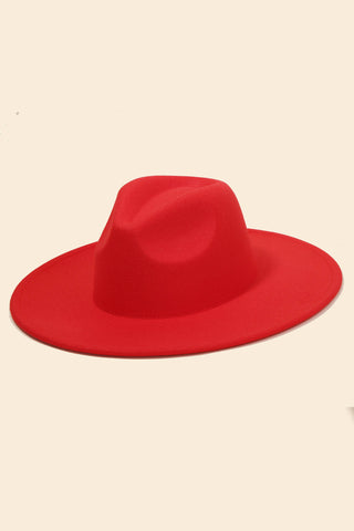 Structured Wide Brim Classic Fedora Hat: OL