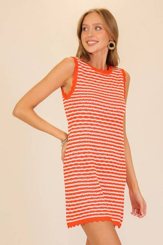 Seaside Stripe Knit Mini Dress: Navy/White / L