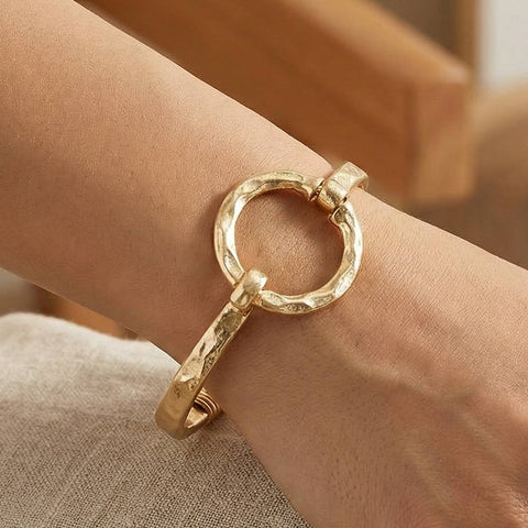 Hammered Circle Bangle Bracelet: WS