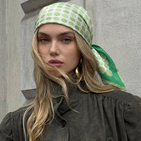 Multi Color Polka Dot Print Square Bandana Scarf: BL