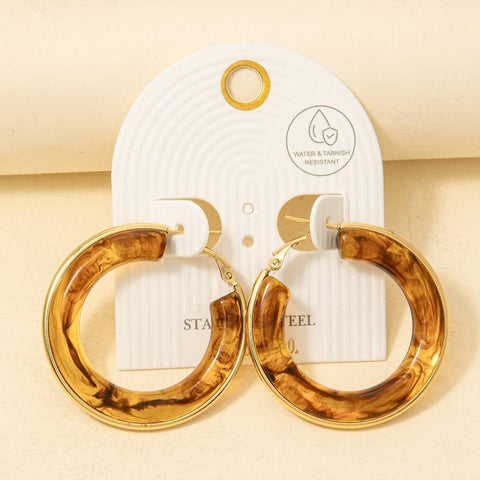 Stainless Steel Edge Acrylic Latch Hoop Earrings: SGCM