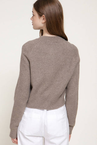 Long Sleeve Round Neck Button Down Sweater Cardigan: GRN-dark green / S