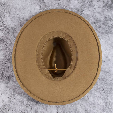 Structured Wide Brim Classic Fedora Hat: OL