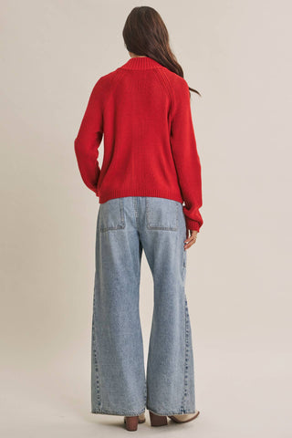 SIMPLE COMFORT 2-WAY ZIP EVERYDAY SWEATER JACKET WITH POCKET: CARAMEL / M
