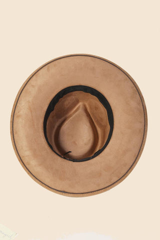 Embroidered Flower Strap Fedora Hat: BR