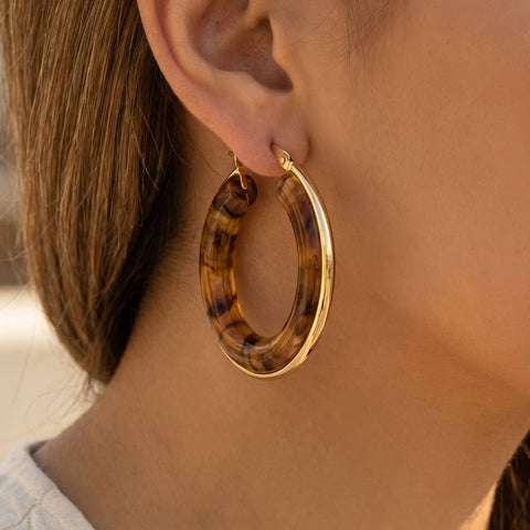Stainless Steel Edge Acrylic Latch Hoop Earrings: SGCM