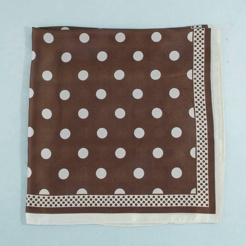 Polka Dot With Dotted Border Print Satin Square Scarf: WH