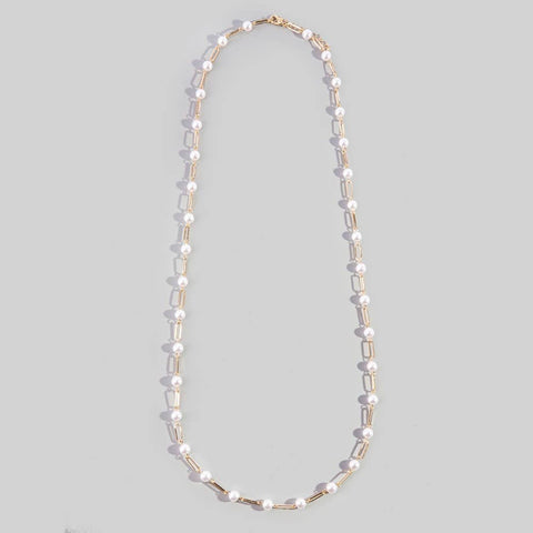 Long Pearl & Paperclip Chain Necklace: GDCRM