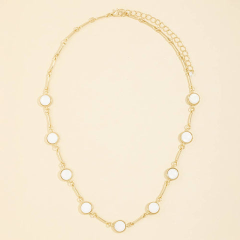 Mother Of Pearl Station Chain Necklace: GD
