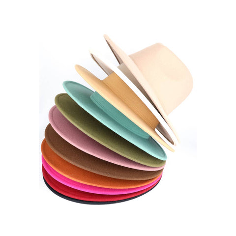 Solid Flat Brim Panama Hat: RU