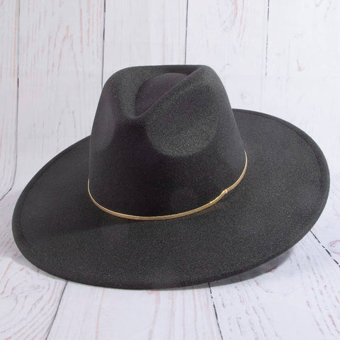 Flat Brim Herringbone Chain Fedora Fashion Hat: IV