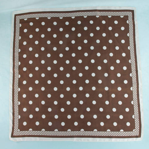 Polka Dot With Dotted Border Print Satin Square Scarf: WH