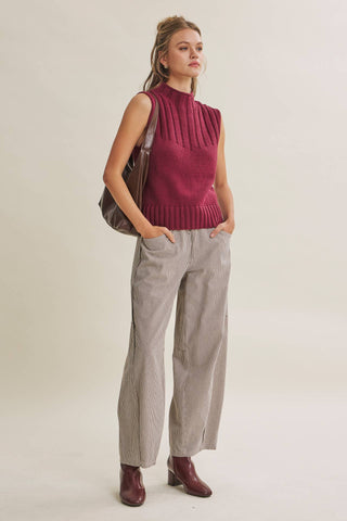 QUIET CABIN DAYS RIBBED MOCK NECK SWEATER TOP: WINTER GREEN / L