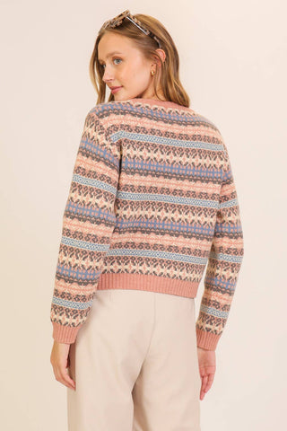 Nordic Charm Fair Isle Sweater: Beige Combo / M