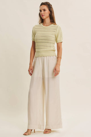 SOFT NOD TO VINTAGE POINTELLE COTTON SWEATER TOP: BEIGE / M