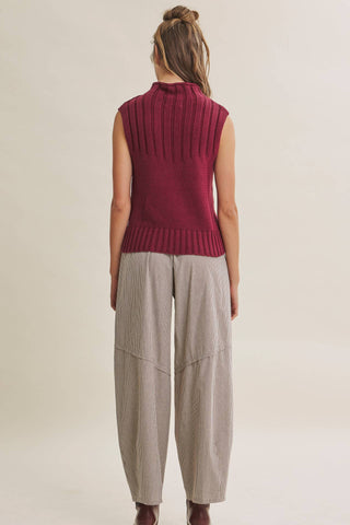 QUIET CABIN DAYS RIBBED MOCK NECK SWEATER TOP: WINTER GREEN / S