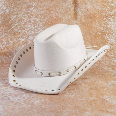 Grommet Brim Faux Suede Cowboy Hat: BR