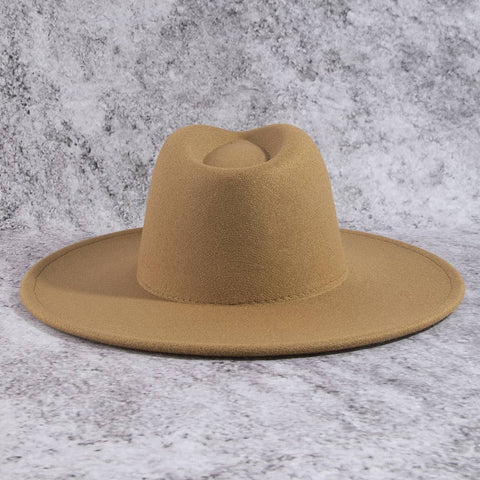 Structured Wide Brim Classic Fedora Hat: OL