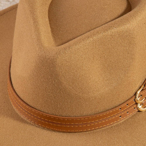Double Belt Strap Fedora Hat: BK