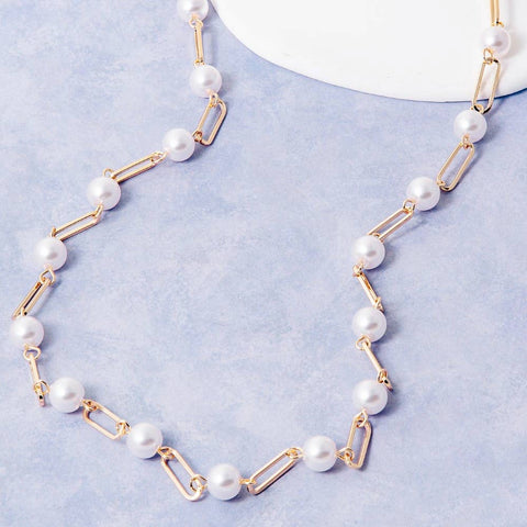 Long Pearl & Paperclip Chain Necklace: GDCRM