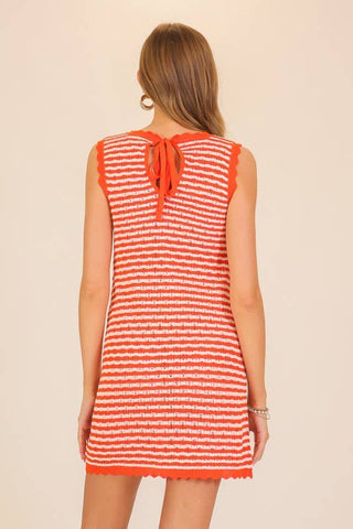 Seaside Stripe Knit Mini Dress: Navy/White / L