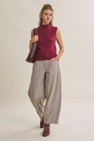 QUIET CABIN DAYS RIBBED MOCK NECK SWEATER TOP: WINTER GREEN / S